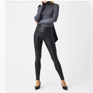SPANX Faux Leather Leggings in Black Size Small